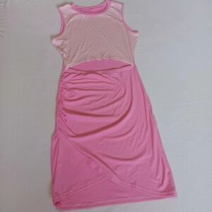 Pink Sz L Sleeveless, Belly Peek Stretchy  Dress